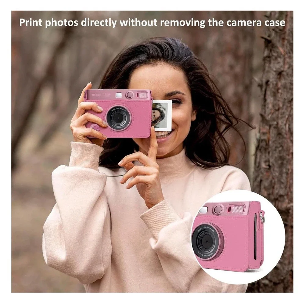 ✅ Case for Fujifilm Instax Mini EVO Camera Pink PU Leather Bag #️⃣0520